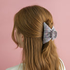 Plaid Hair Claw Clip Gray – hair accessories (view 2)