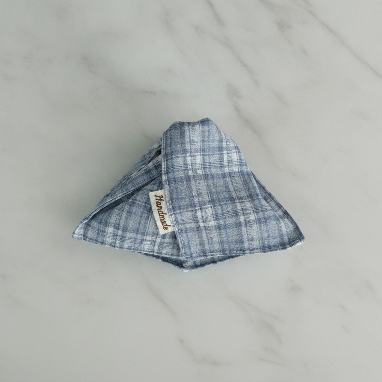 Blue Plaid Linen Hair Claw Clip