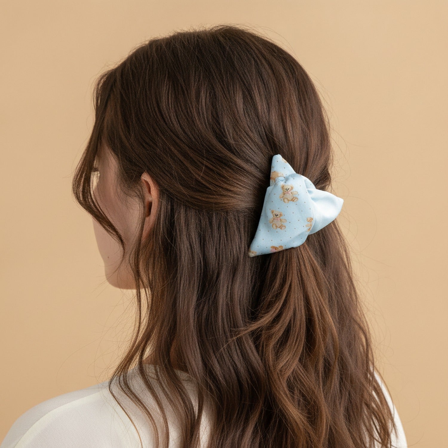 Teddy Bear Blue Hair Claw Clip