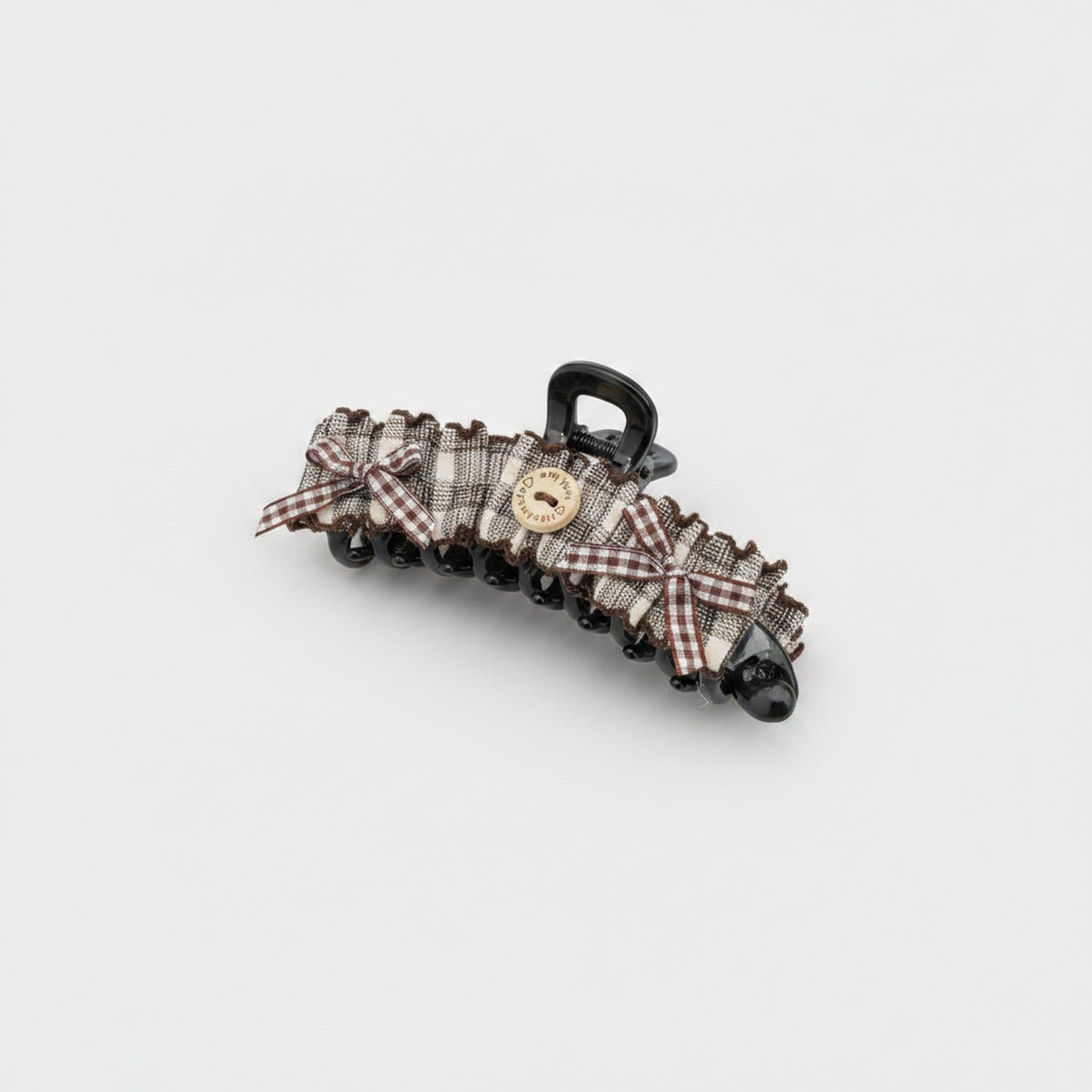Checkered Lace Hair Claw With Bow And Beads