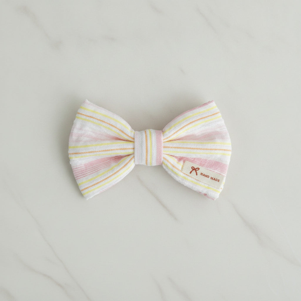 Striped Pastel Hair Claw Clip With Bow – hair accessories (view 2)