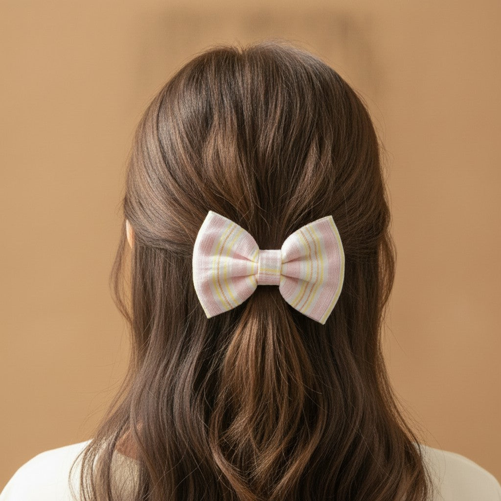 Striped Pastel Hair Claw Clip With Bow