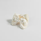 Cream Lace Pearl Bow Hair Claw Clip – hair accessories (view 1)