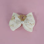 Cream Floral Lace Hair Claw With Pearl – hair accessories (view 2)