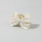 Cream Floral Lace Hair Claw With Pearl – hair accessories (view 1)
