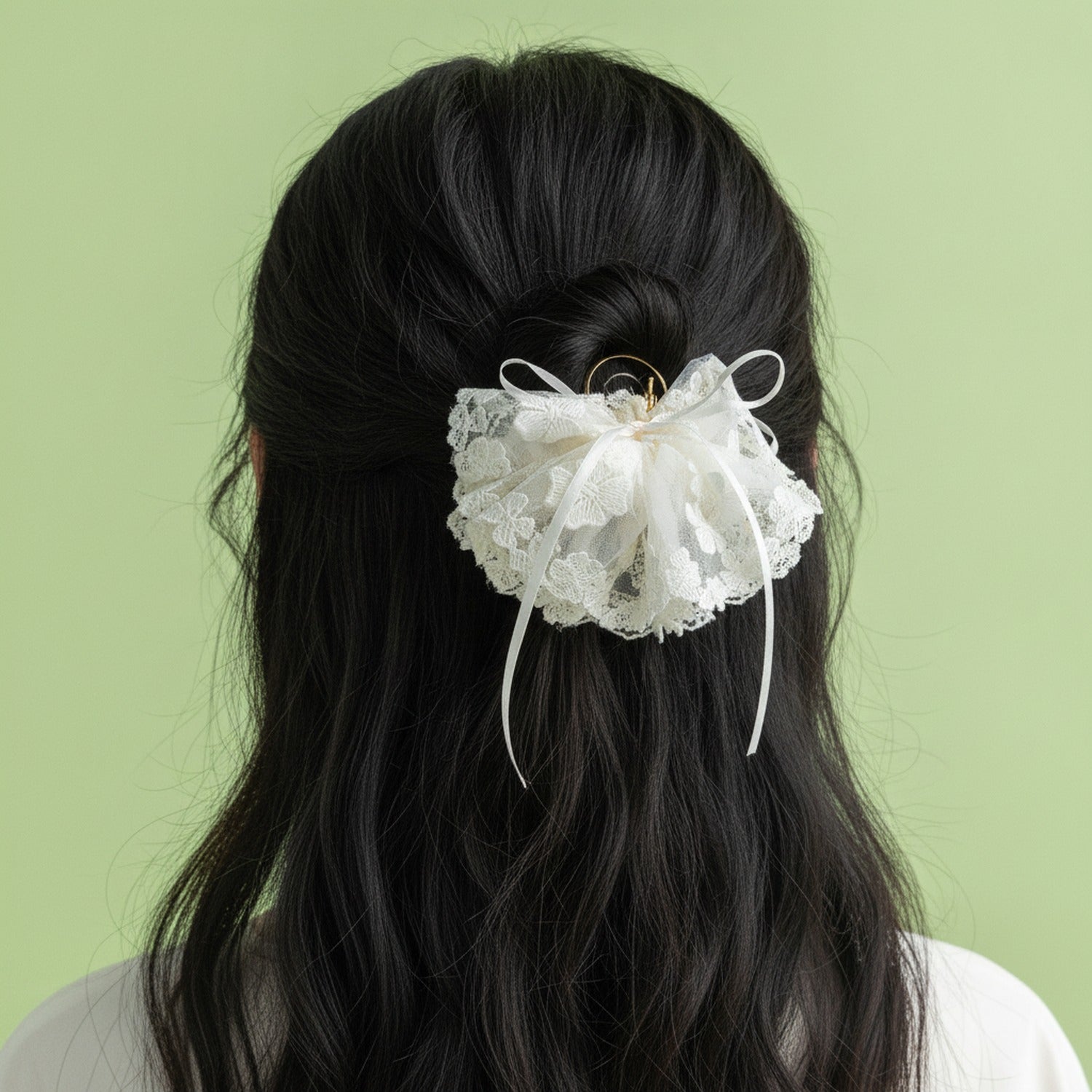Lace Floral Hair Claw Clip Ivory