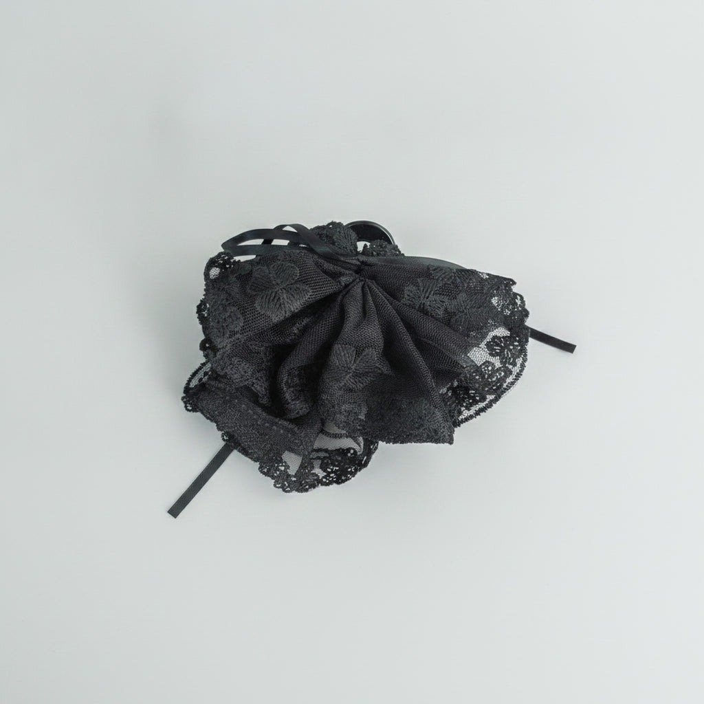 Black Lace Hair Claw With Ribbon Bow – hair accessories (view 1)