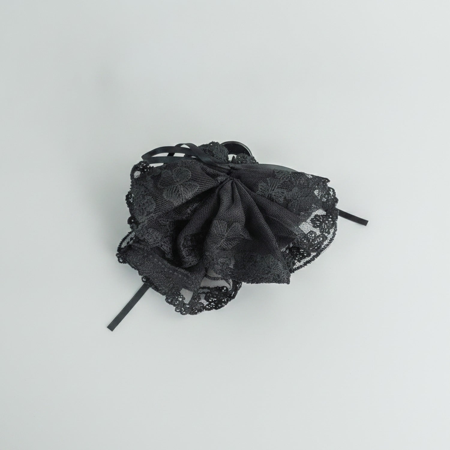 Black Lace Hair Claw With Ribbon Bow