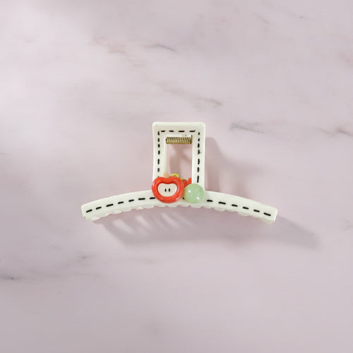 Apple Charm Ceramic Hair Claw Clip