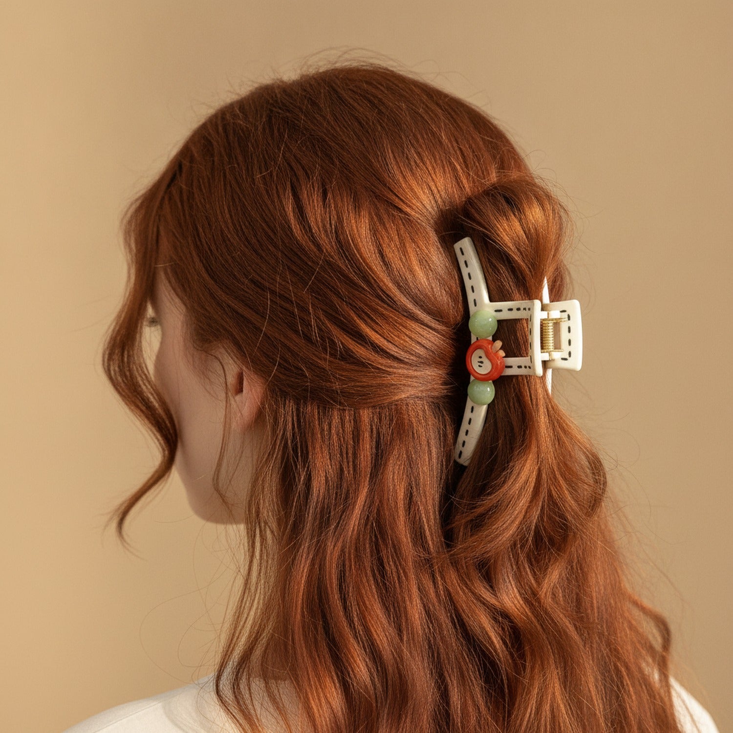 Apple Charm Ceramic Hair Claw Clip