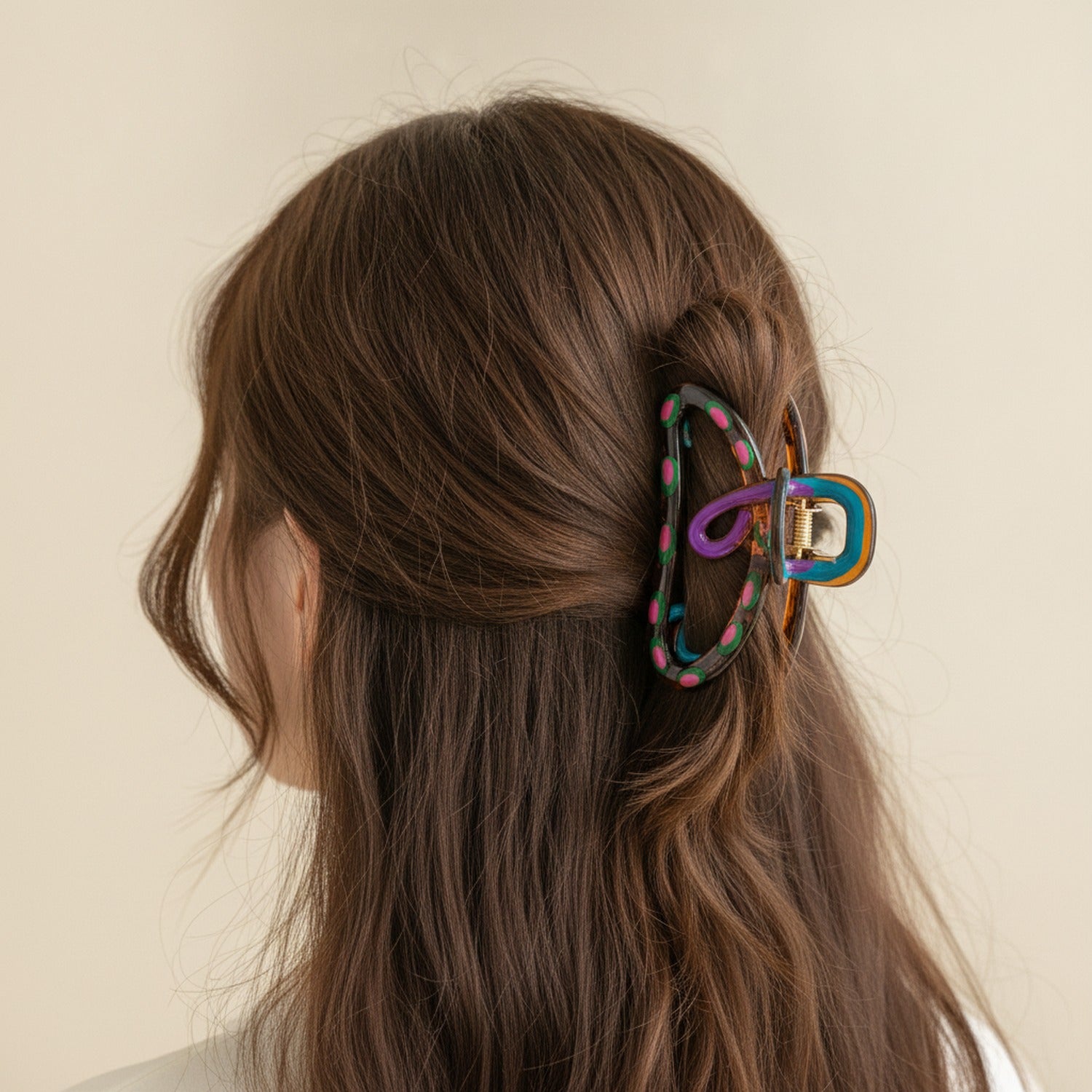 Colorful Rainbow Snake Hair Claw Clip