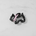 Black Metal Hair Claw With Pink Ribbon Bow – hair accessories (view 3)