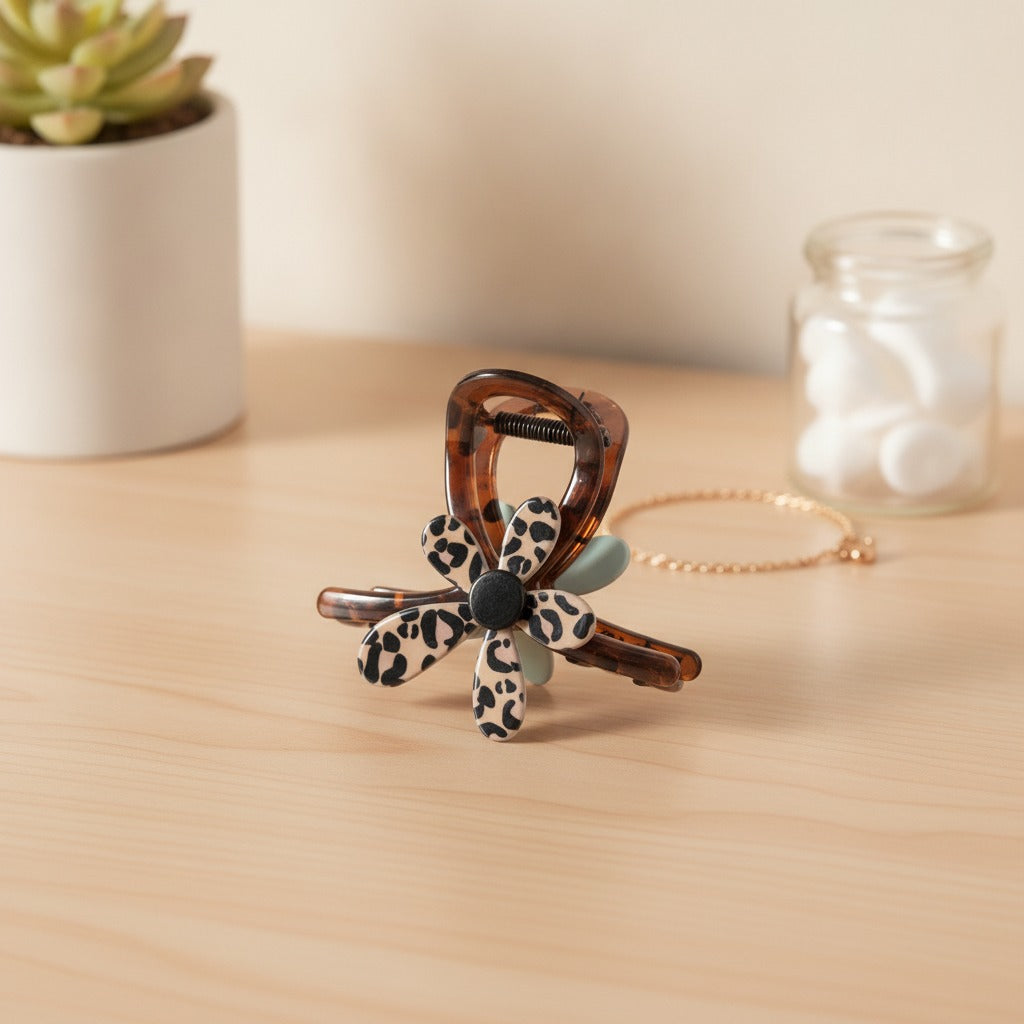 Leopard Print Tortoiseshell Hair Claw Clip – hair accessories (view 2)