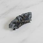 Plaid Hair Claw With Gold Chain Bow – hair accessories (view 3)