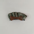 Green Plaid Wool Hair Claw With Brown Bow – hair accessories (view 1)