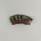 Green Plaid Wool Hair Claw With Brown Bow – hair accessories (view 1)
