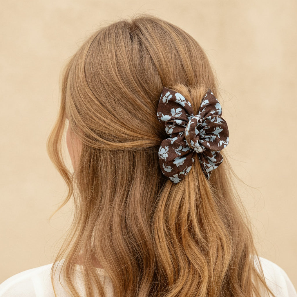 Floral Brown Hair Claw Clip – hair accessories (view 2)