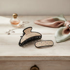 Rhinestone Hair Claw Clip Set Cream Black – hair accessories (view 2)
