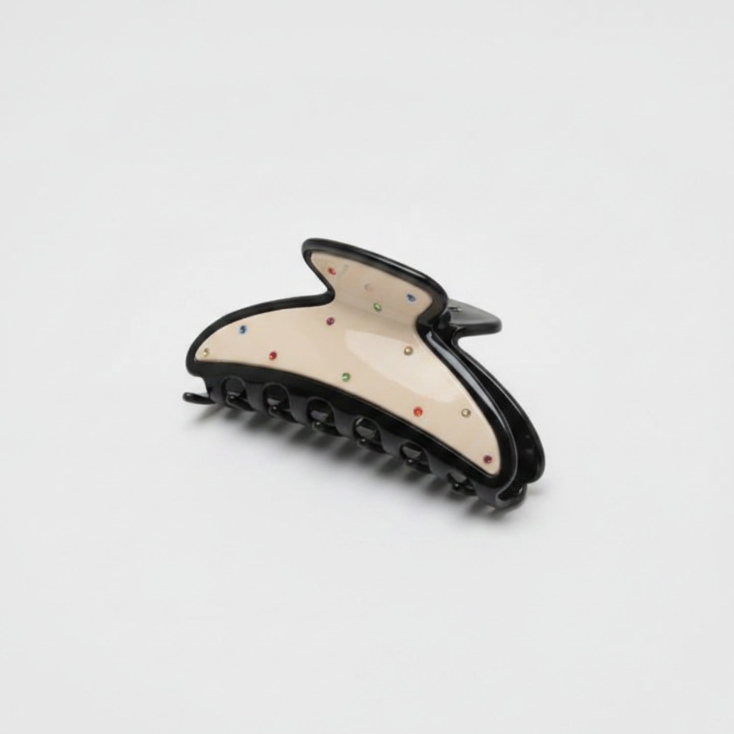 Rhinestone Hair Claw Clip Set Cream Black