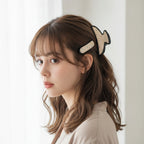 Rhinestone Hair Claw Clip Set Cream Black – hair accessories