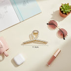 Gold Rhinestone Scalloped Hair Claw Clip – hair accessories (view 2)