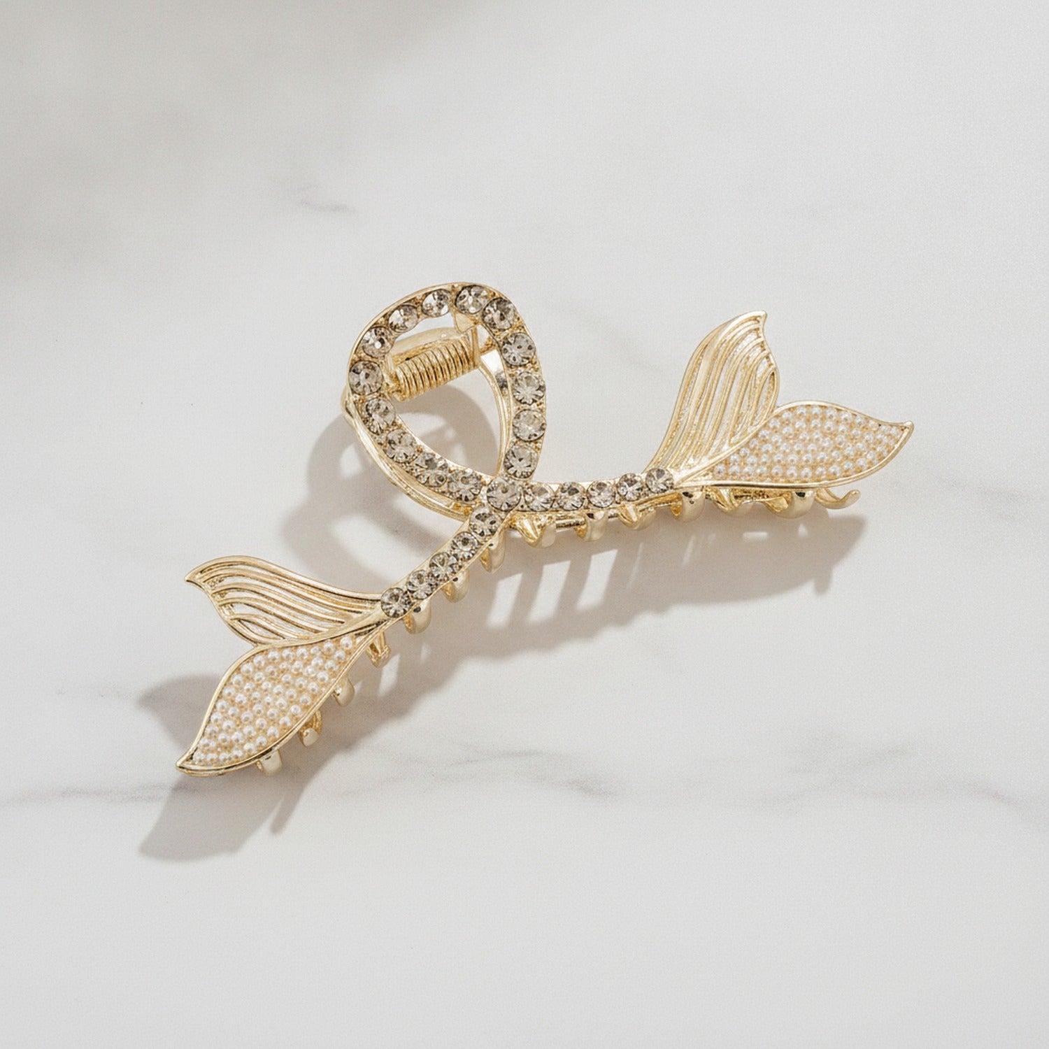 Mermaid Tail Pearl Gold Hair Claw