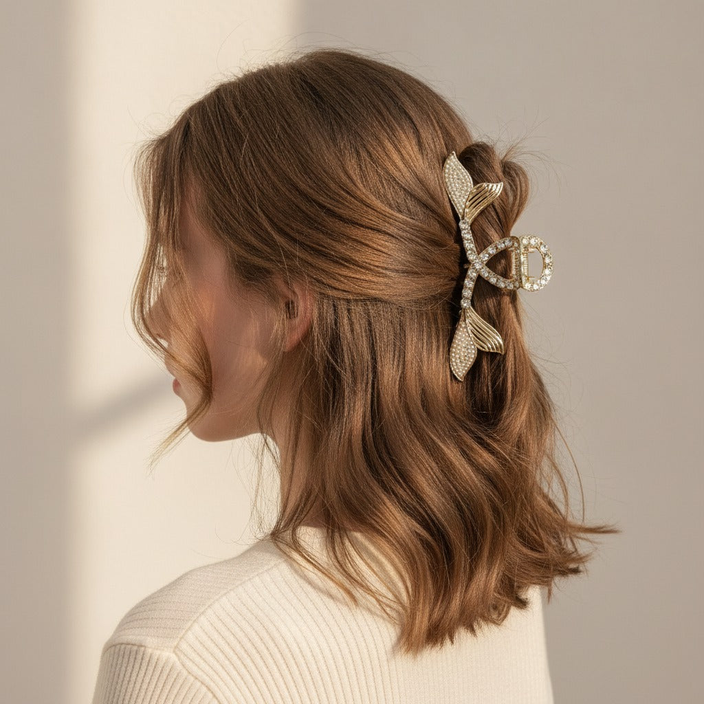 Mermaid Tail Pearl Gold Hair Claw – hair accessories