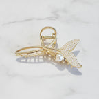 Gold Pearl Butterfly Rhinestone Hair Claw – hair accessories (view 2)