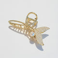 Gold Pearl Butterfly Rhinestone Hair Claw – hair accessories (view 1)