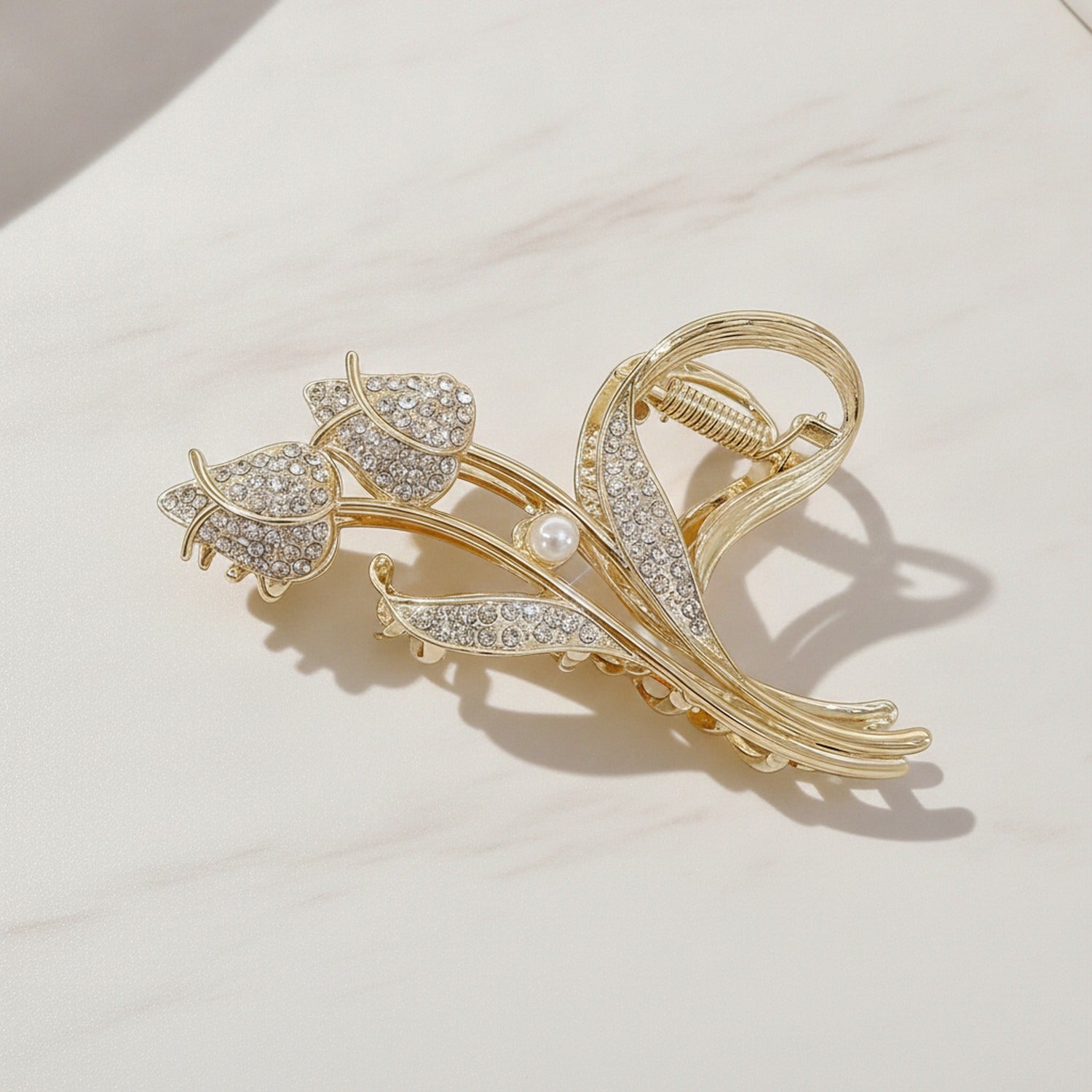 Gold Butterfly Rhinestone Hair Claw Clip