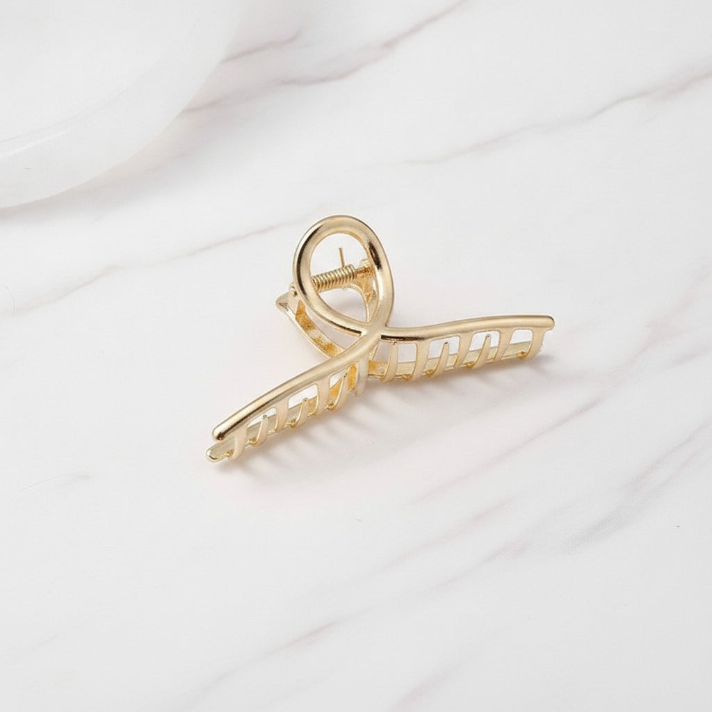 Gold Checkered Hair Claw Clip – hair accessories (view 2)