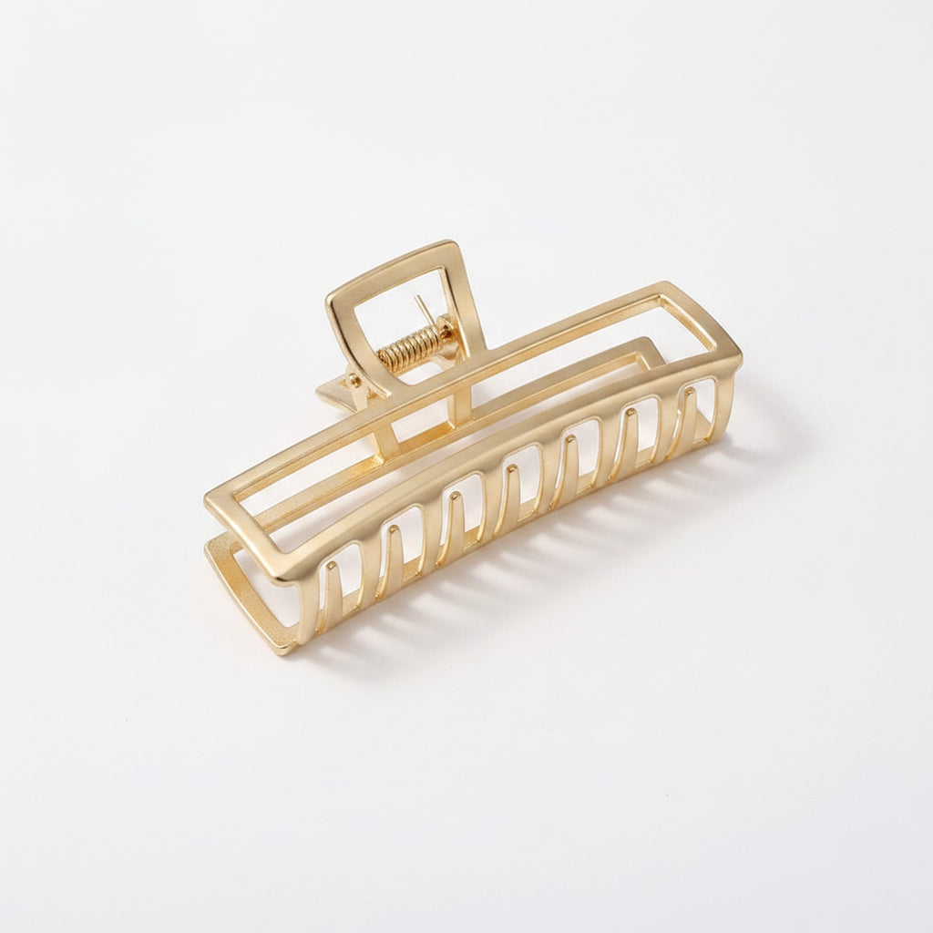 Gold Checkered Hair Claw Clip – hair accessories (view 1)