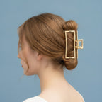 Gold Checkered Hair Claw Clip – hair accessories (view 3)