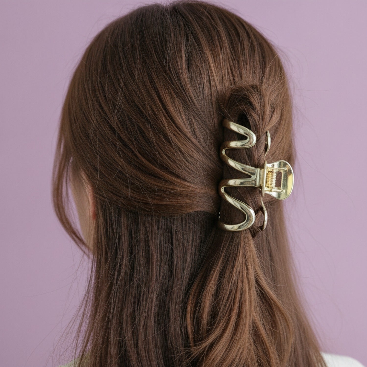 Gold Wavy Hair Claw Clip