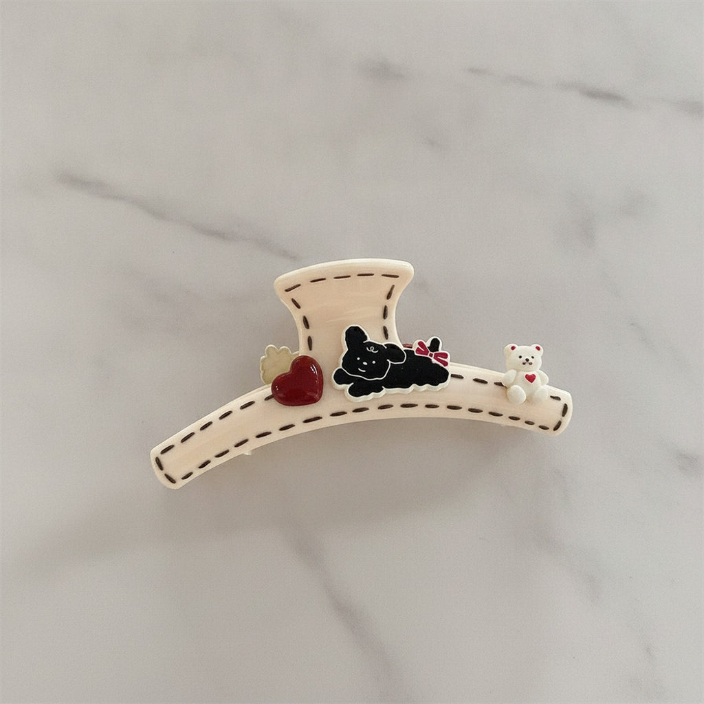 Cream Pearl Bunny Track Hair Claw Clip – hair accessories (view 2)