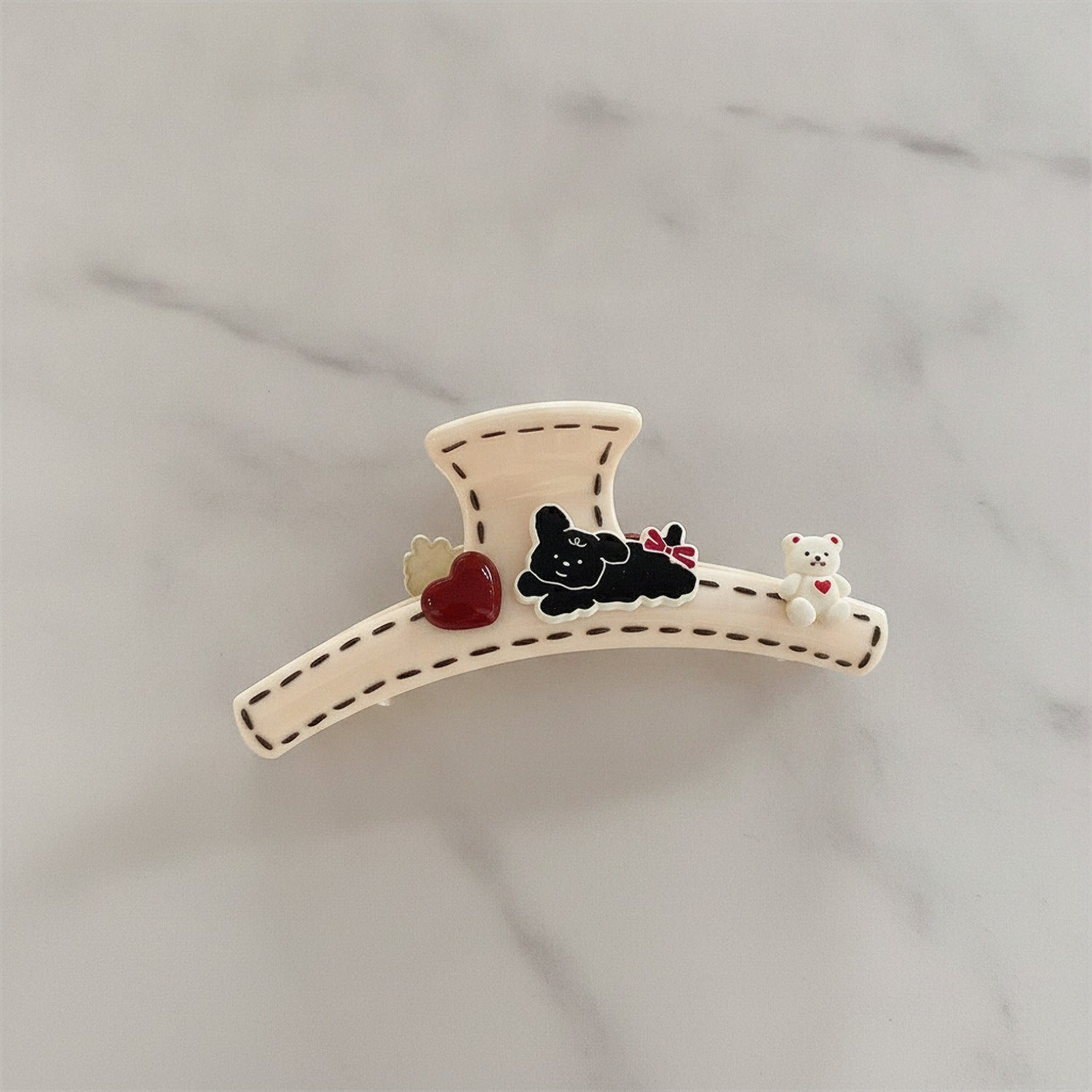 Cream Pearl Bunny Track Hair Claw Clip