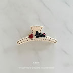 Cream Stitched Hair Claw With Charm Details – hair accessories (view 2)