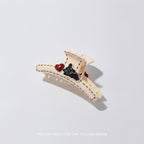 Cream Stitched Hair Claw With Charm Details – hair accessories (view 1)