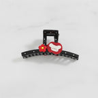 Red Flower Heart Claw Hair Clip – hair accessories (view 3)