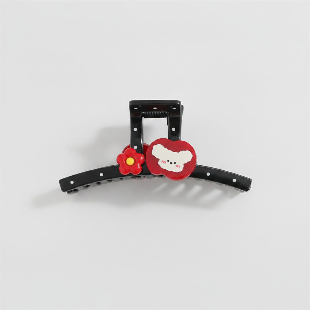 Red Flower Heart Claw Hair Clip – hair accessories (view 1)