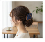 Navy Lace Claw Hair Clip With Tan Trim – hair accessories (view 2)