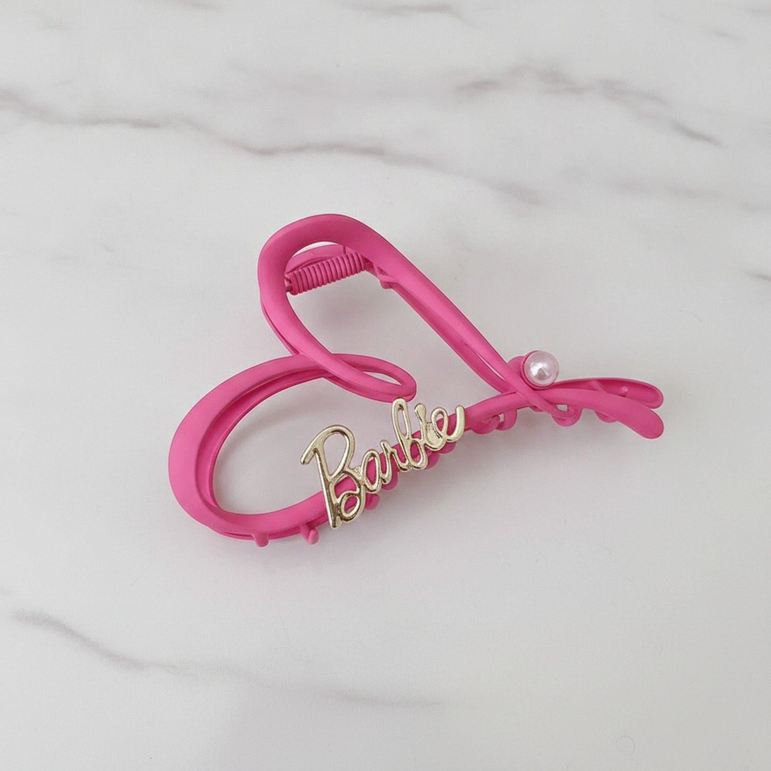 Pink Claw Hair Clip With Chain Charm