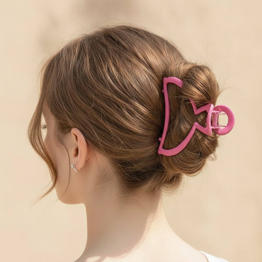 Pink Claw Hair Clip With Chain Charm