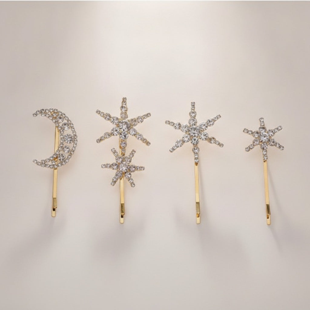 Dazzling Rhinestone Moon Star Hairpins – hair accessories (view 1)