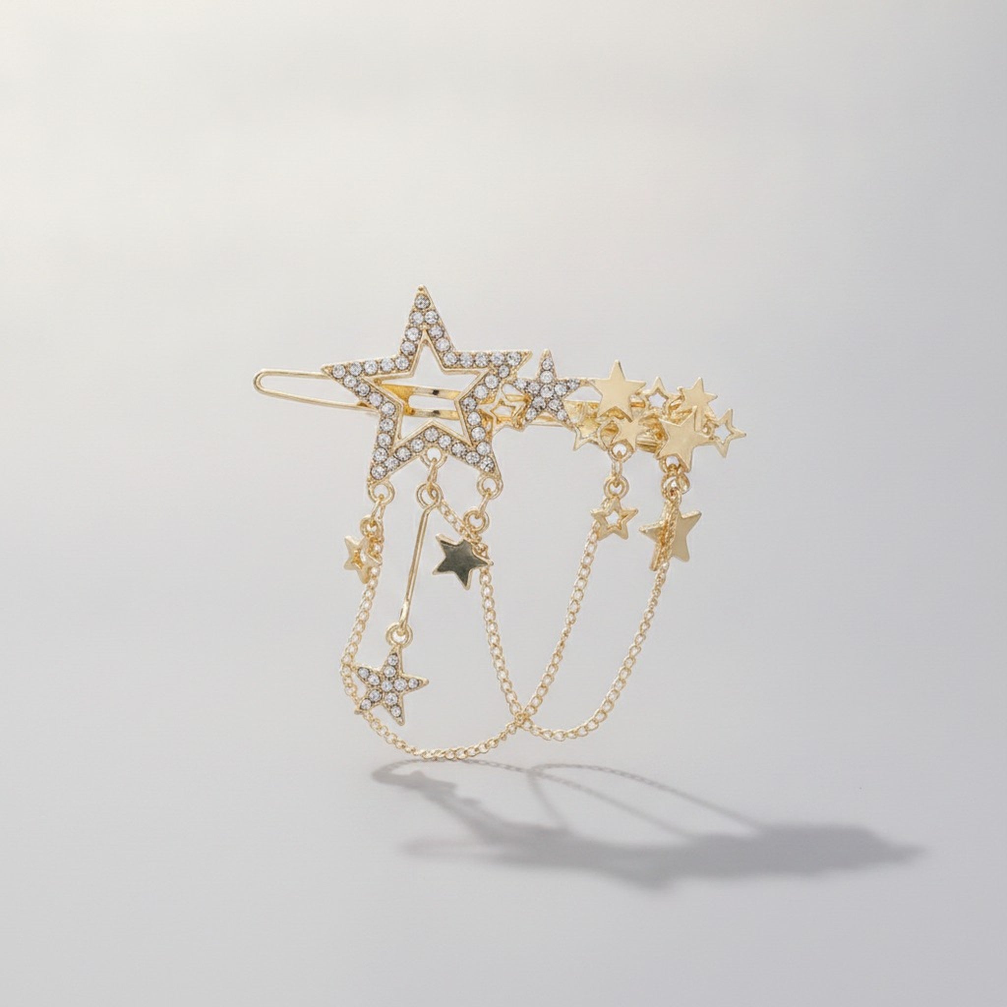 Elegant Sparkling Star Chain Dangle Hair Clip – hair accessories (view 1)