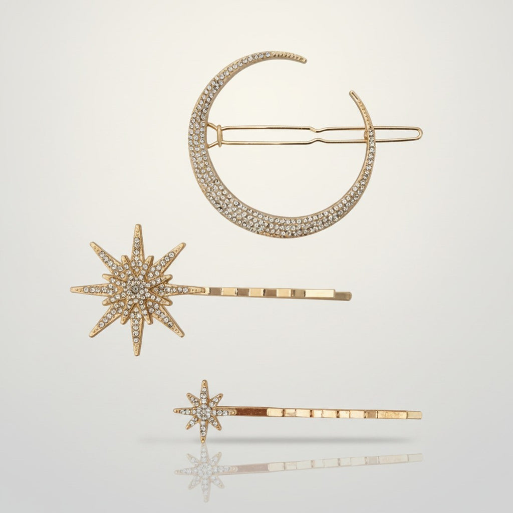 Sparkling Celestial Rhinestone Hair Clip Set – hair accessories (view 1)