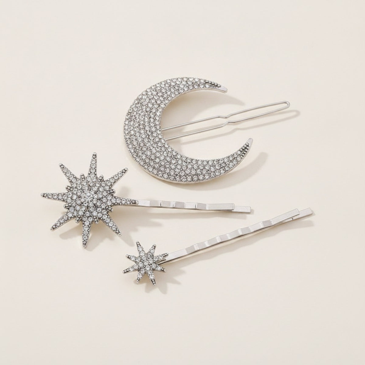 Sparkling Celestial Rhinestone Hair Clip Set – hair accessories (view 2)