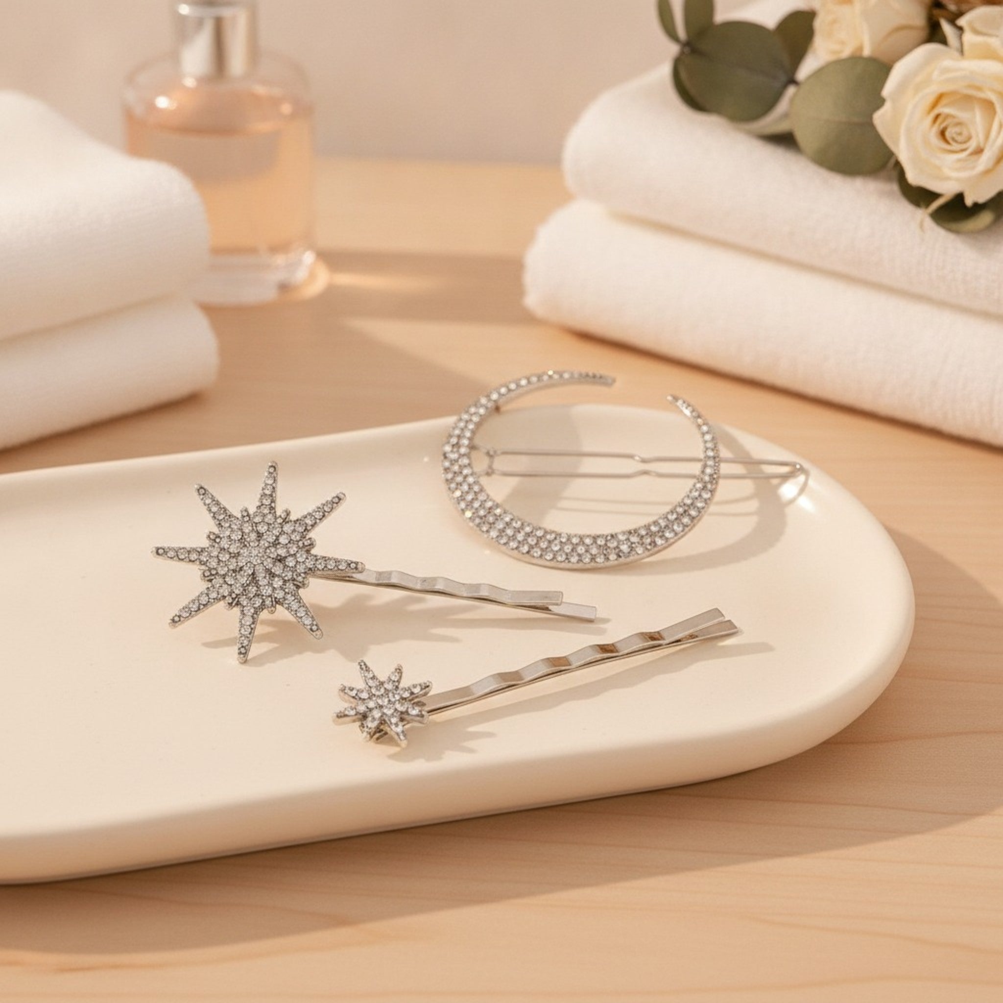 Sparkling Celestial Rhinestone Hair Clip Set – hair accessories (view 3)