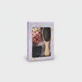 Hair Brush Set With Pink Silk Scrunchies