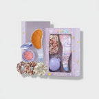 Purple Beaded Hair Brush Gift Set With Scrunchies